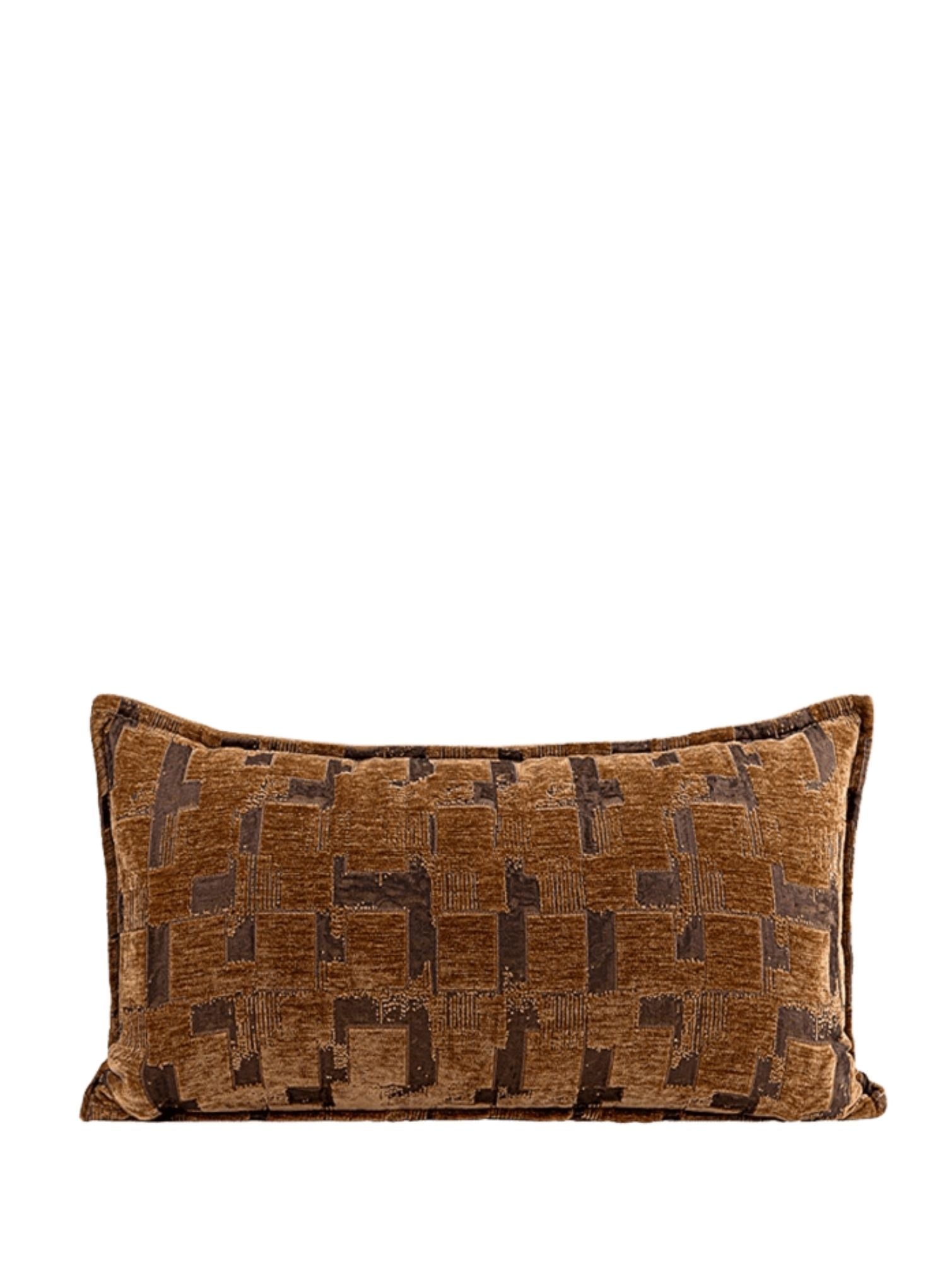 Chestnut Geometric Velvet Cushion Cover