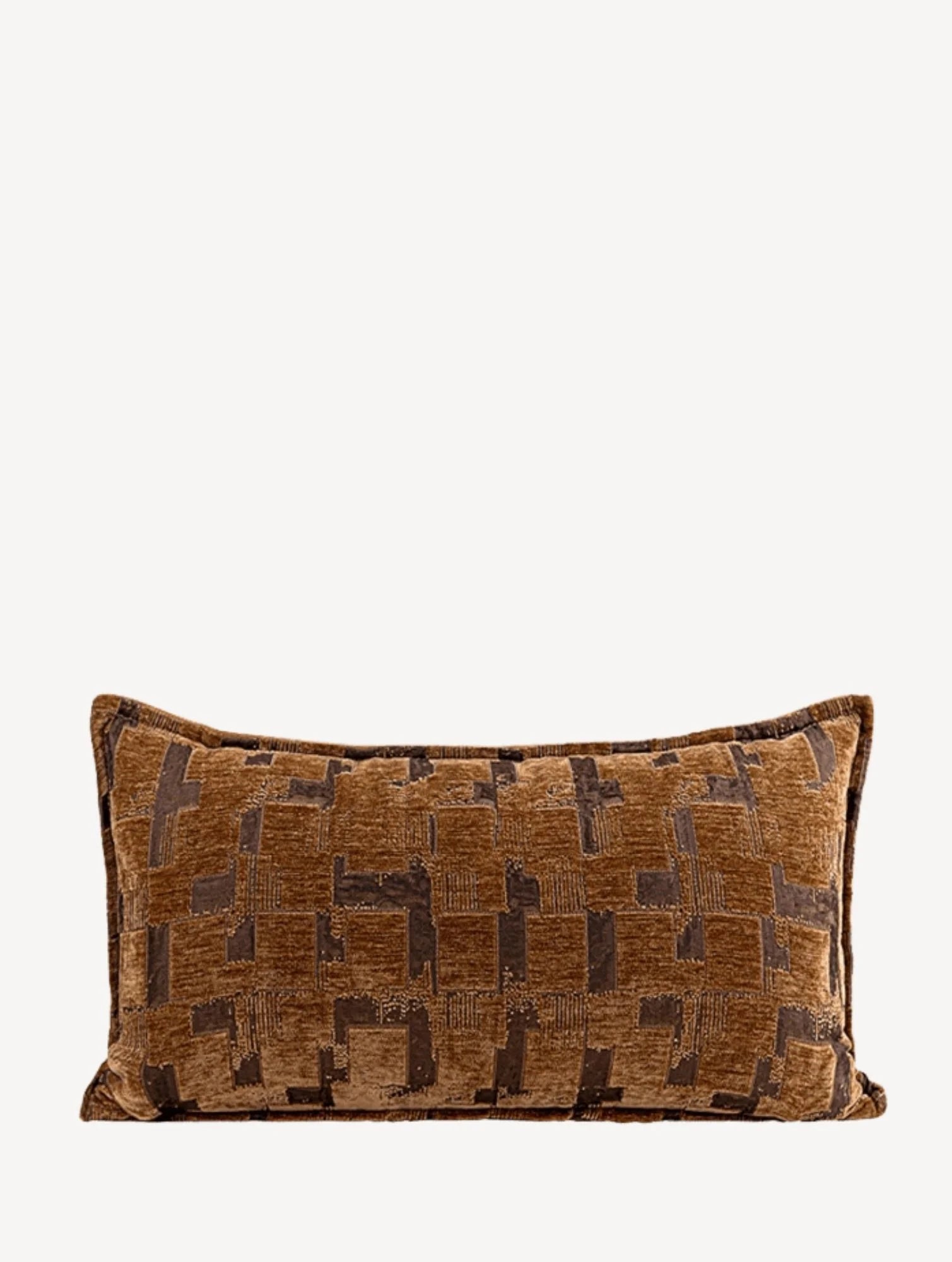 Chestnut Geometric Velvet Cushion Cover