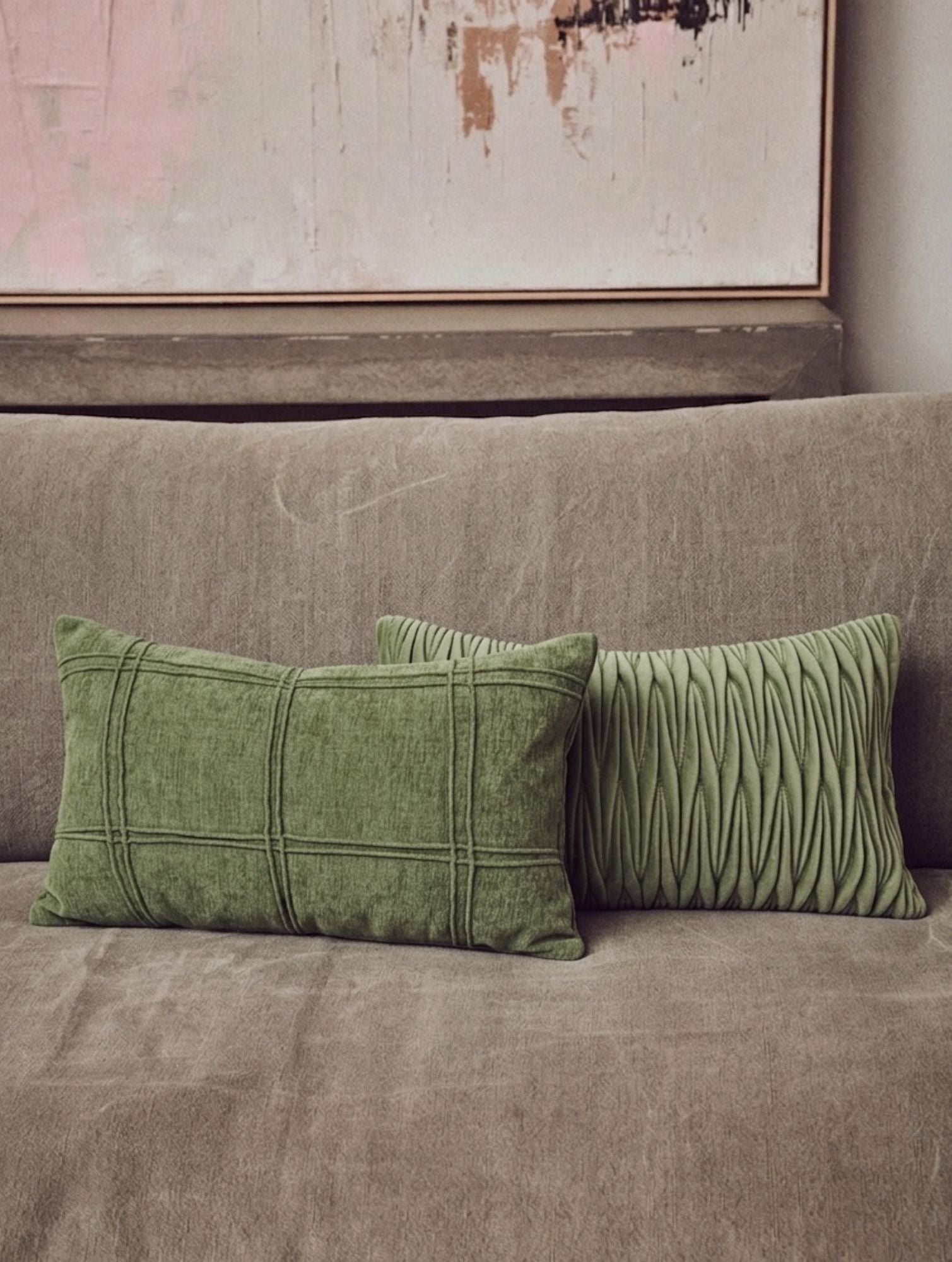 Sage Green Pleated Cushion Cover
