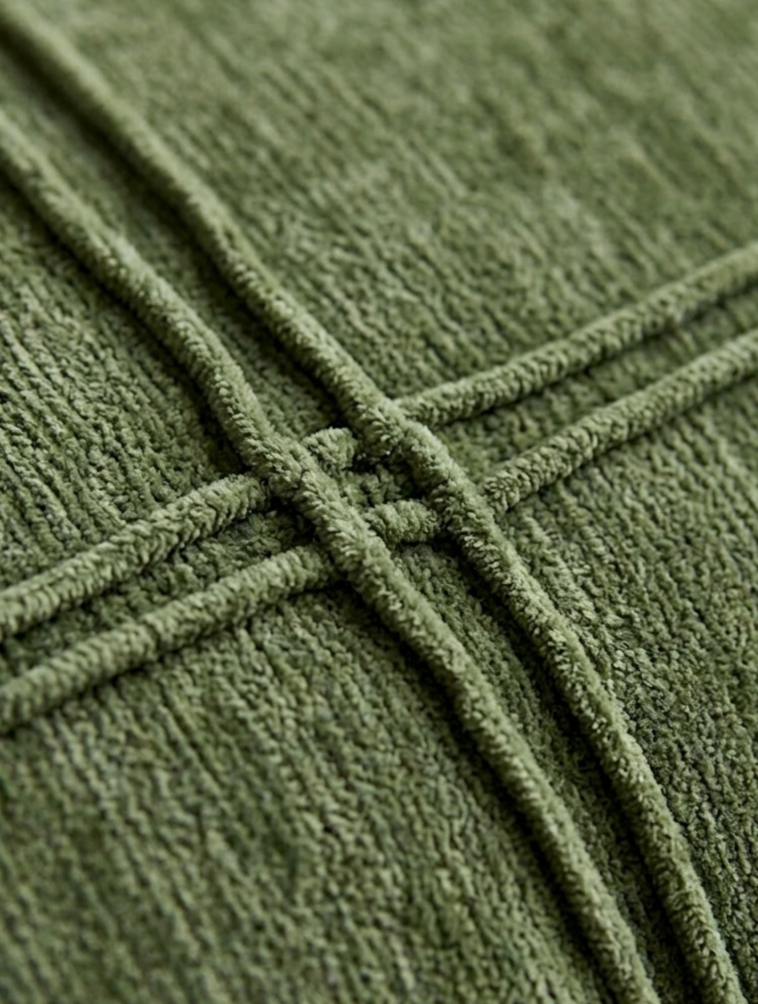 Olive Grid Velvet Cushion Cover