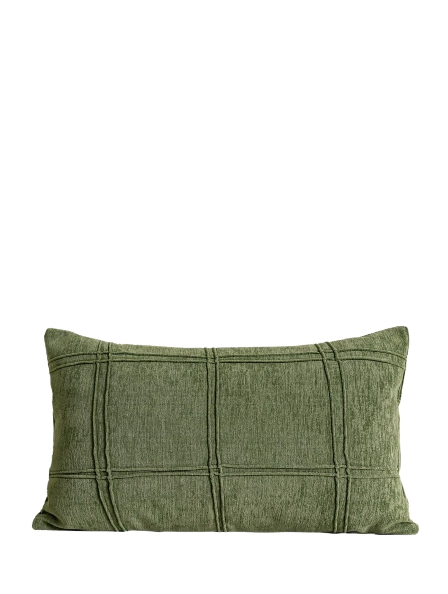 Olive Grid Velvet Cushion Cover